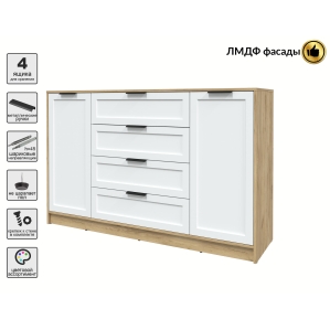 Тумба Тренд КТ-Т160 (Дуб золотой ЛДСП/ Белый ЛМДФ) Ш1600 В1020 Г451